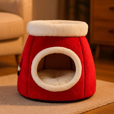 Lit pour chat botte de Noel design festif parfait pour les fêtes de fin d année
