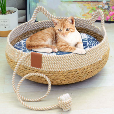 Panier Chat StrawCatNest avec chat