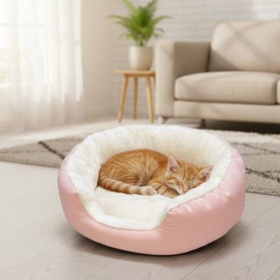 Panier pour chat Premium Confort en tissu doux avec coussin moelleux vue d ensemble