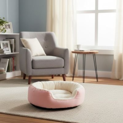 Vue laterale du panier pour chat montrant sa forme ergonomique et son design elegant