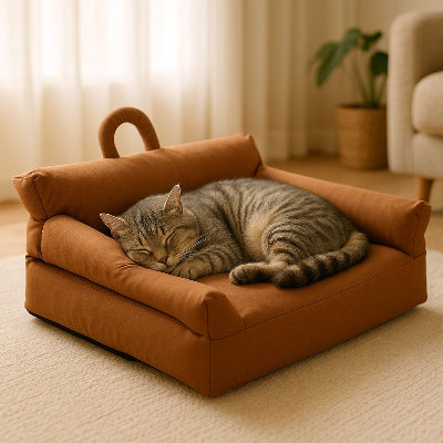 chat endormi sur Canape Confort Design pour Chat Elegance Feline