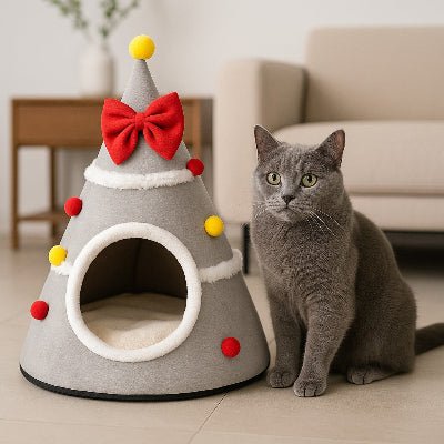 Lit de Noël pour Chat en Forme de Sapin | DoudouFestin™ - Mon Chatelier