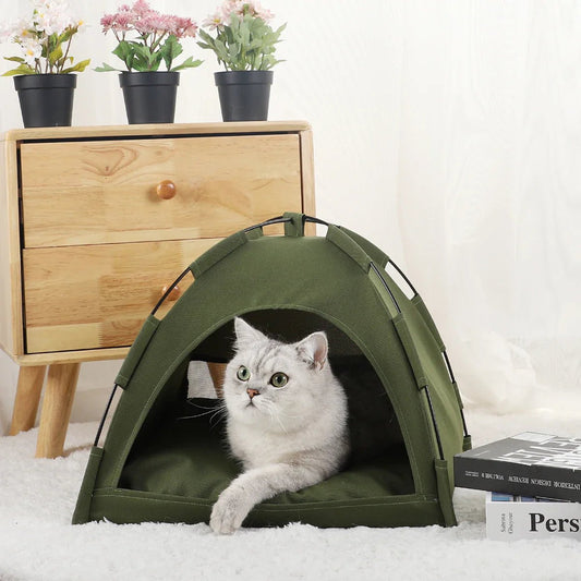 Tente Chat - CatTentBed™ - Vert Militaire - Mon Chatelier
